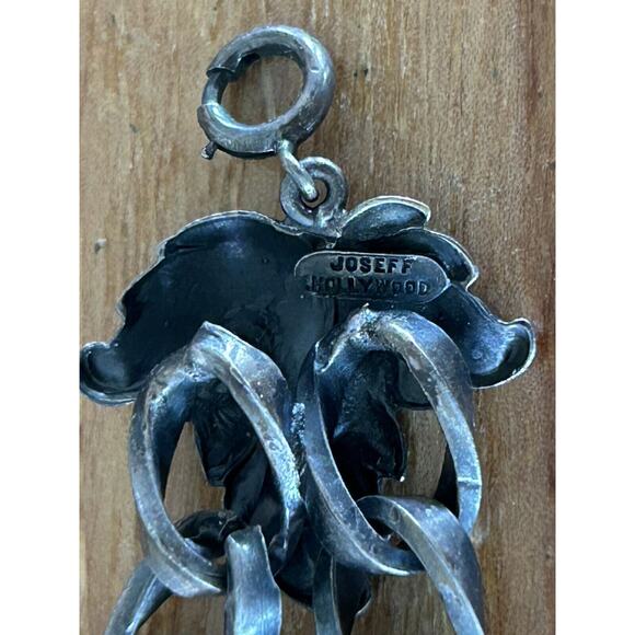 Vintage Joseff Hollywood Statement Bracelet Blue Crystals Antique Silvertone - Picture 5 of 12